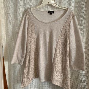 Cal Style Lace Trim Tunic Beige Medium